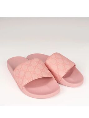 Pink Gucci Monogram Slides